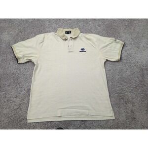Penn‎ State Nittany Lions Polo Shirt Mens Large NCAA Ashworth Beige Striped